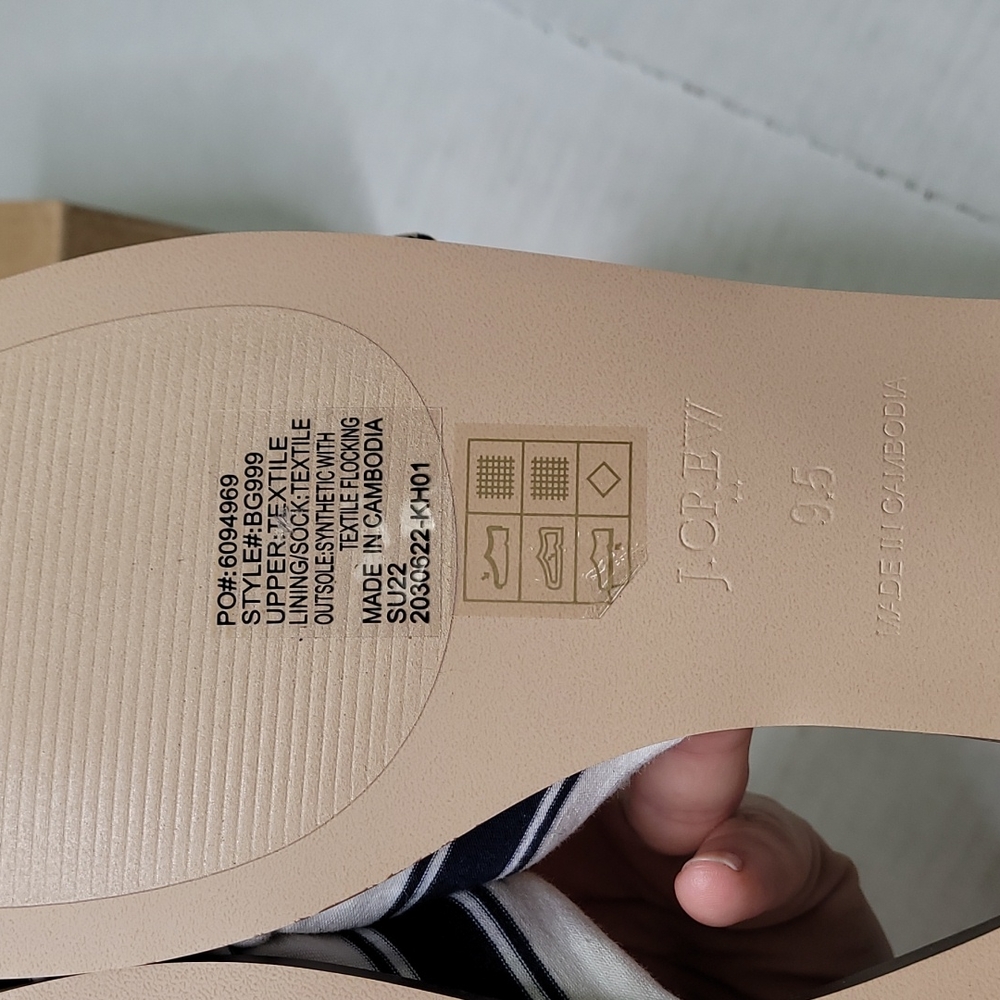 NWT J. Crew printed knot slide sandals Navy And White - Picture 4 of 6